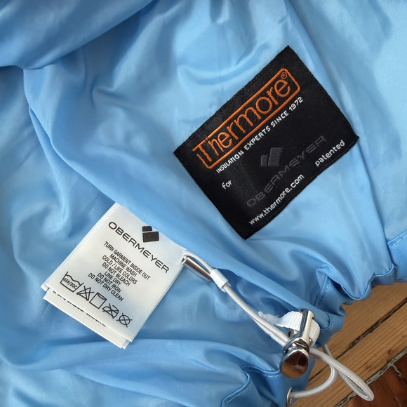 Obermeyer Hadley Ski Jacket Womens 10P Puffer Hooded Apres Y2K Snow Retro Blue - Picture 6 of 12